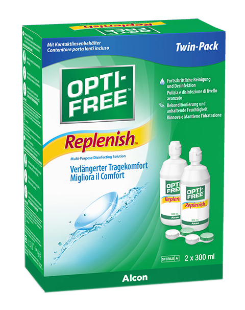 Zu sehen ist eine Packung Optfree Replenish